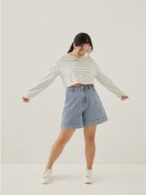 Love Bonito Mariet Flare Denim Jean Shorts Size US 8